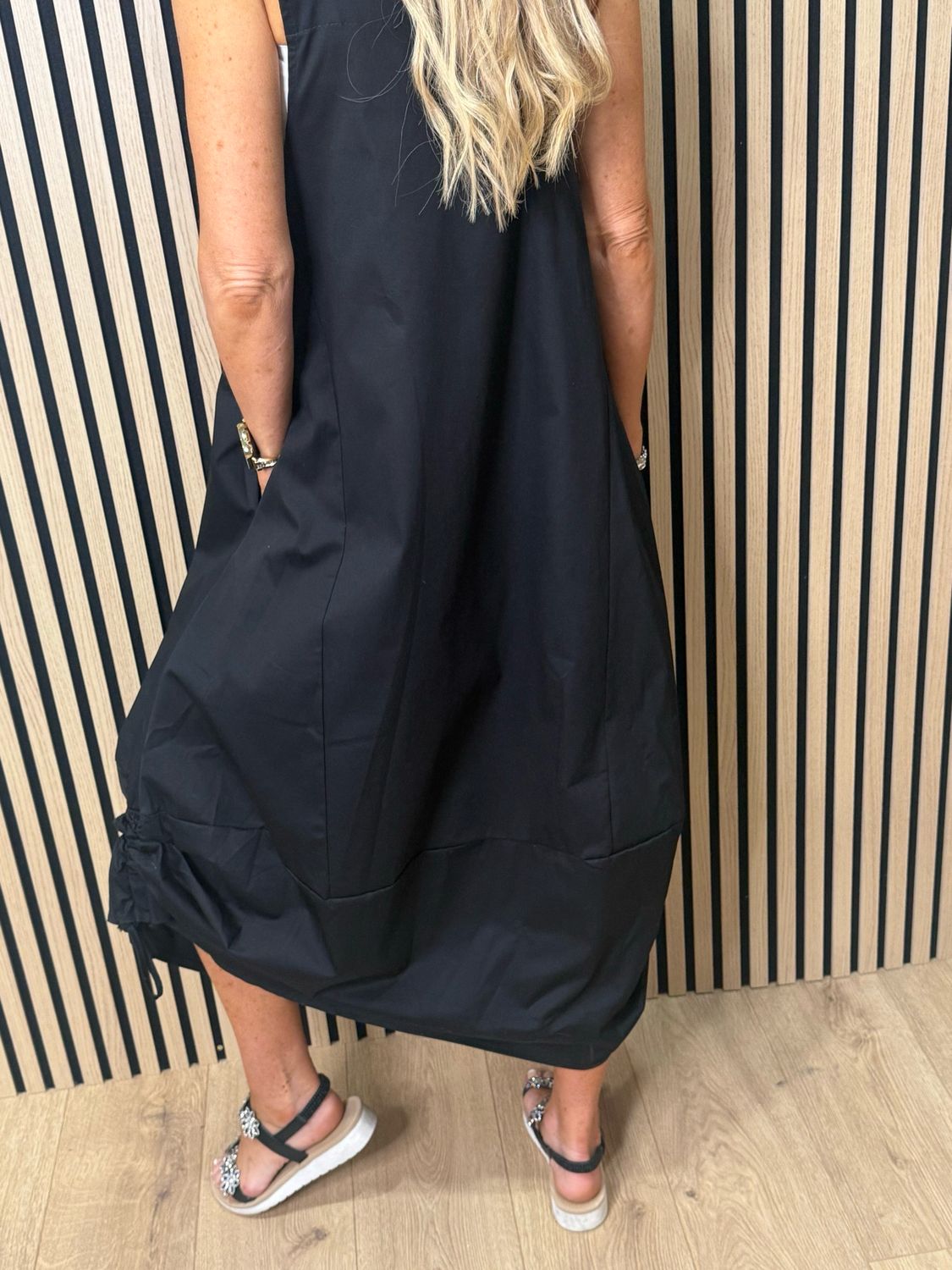 Cara Utility Pinafore Dress - Black