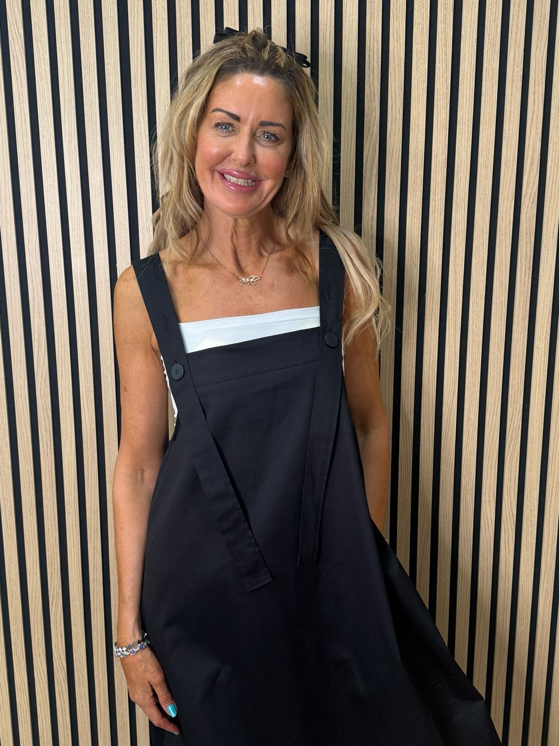 Cara Utility Pinafore Dress - Black