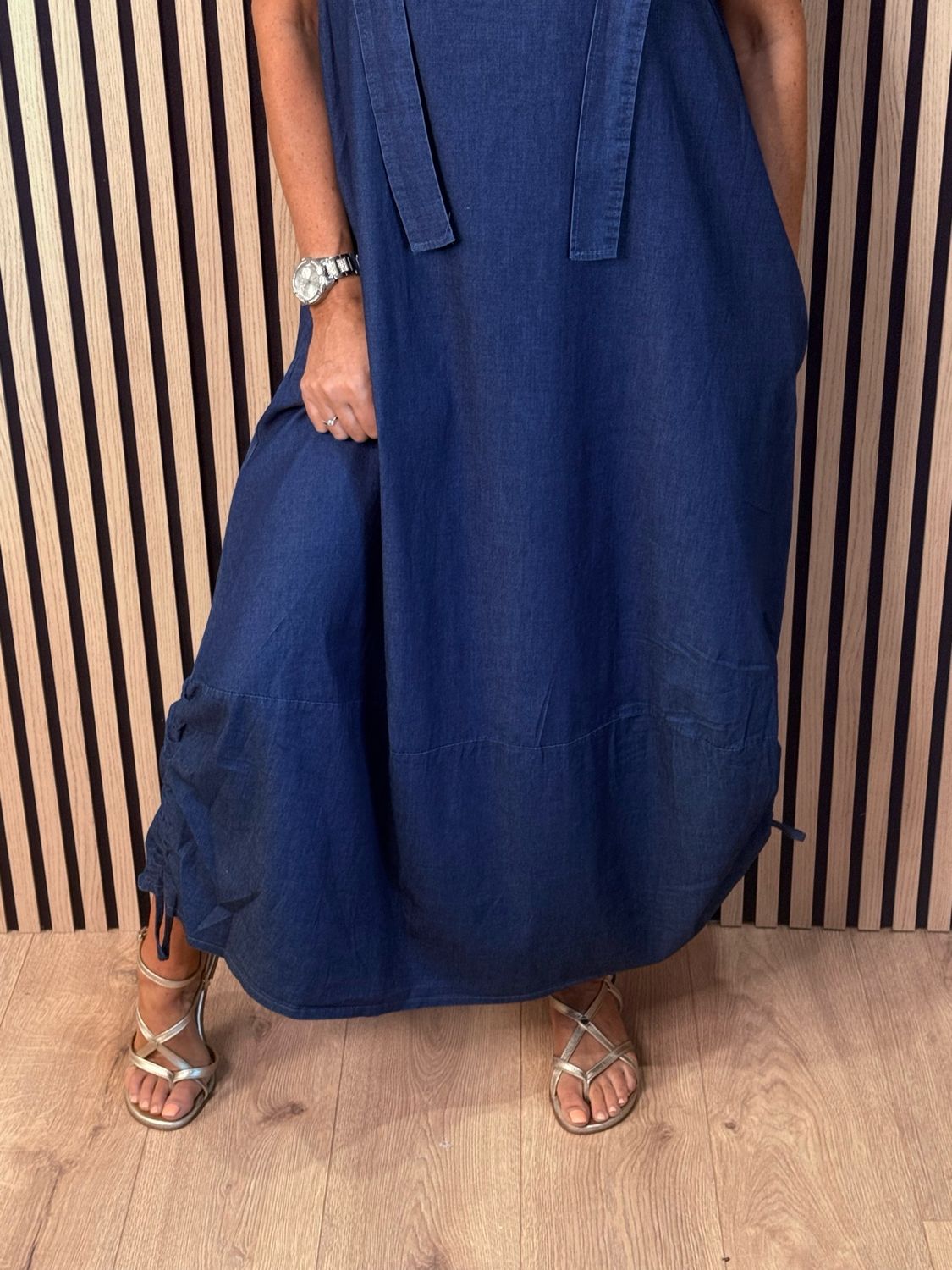 Cara Utility Pinafore Dress - Denim