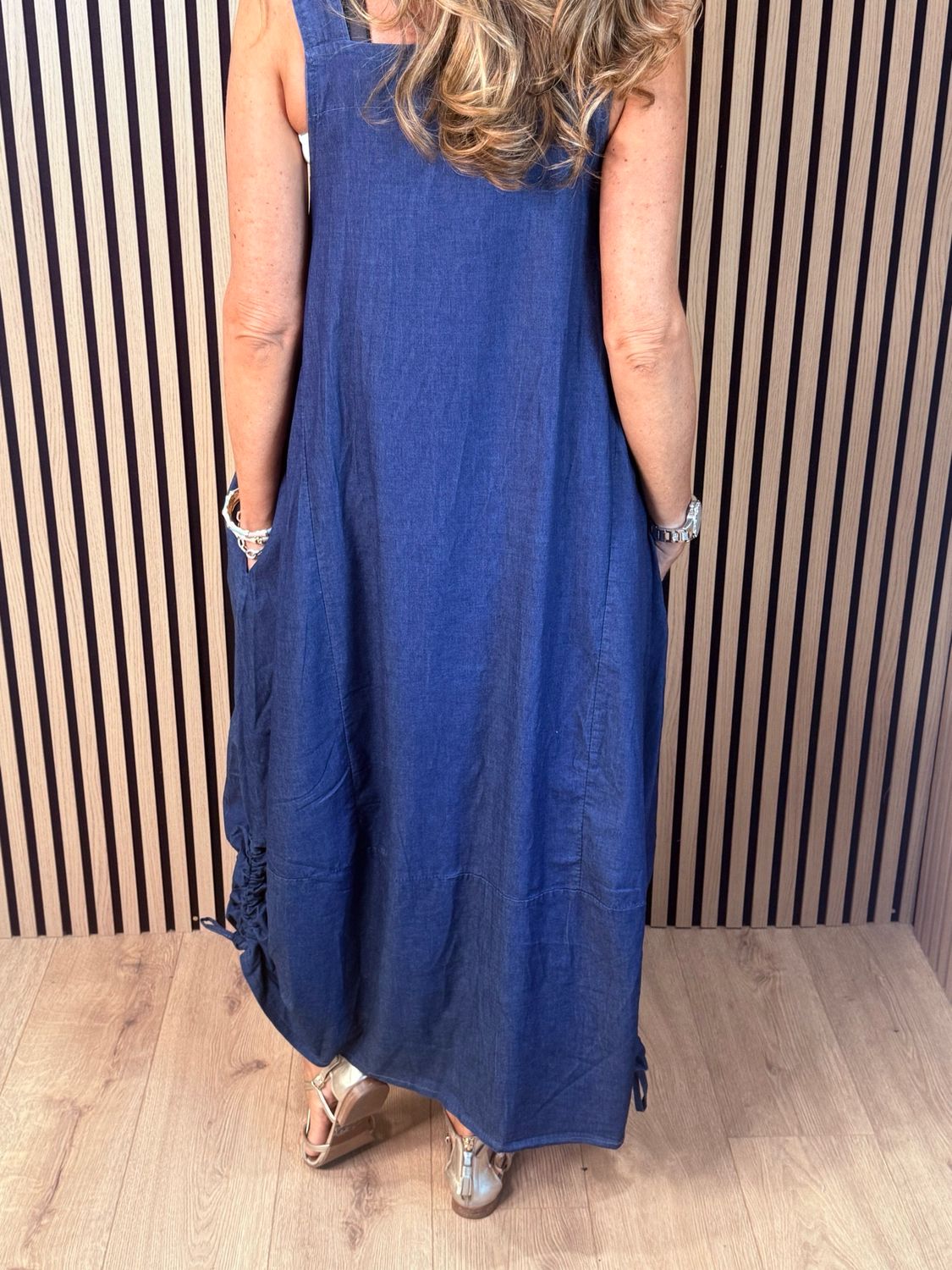 Cara Utility Pinafore Dress - Denim
