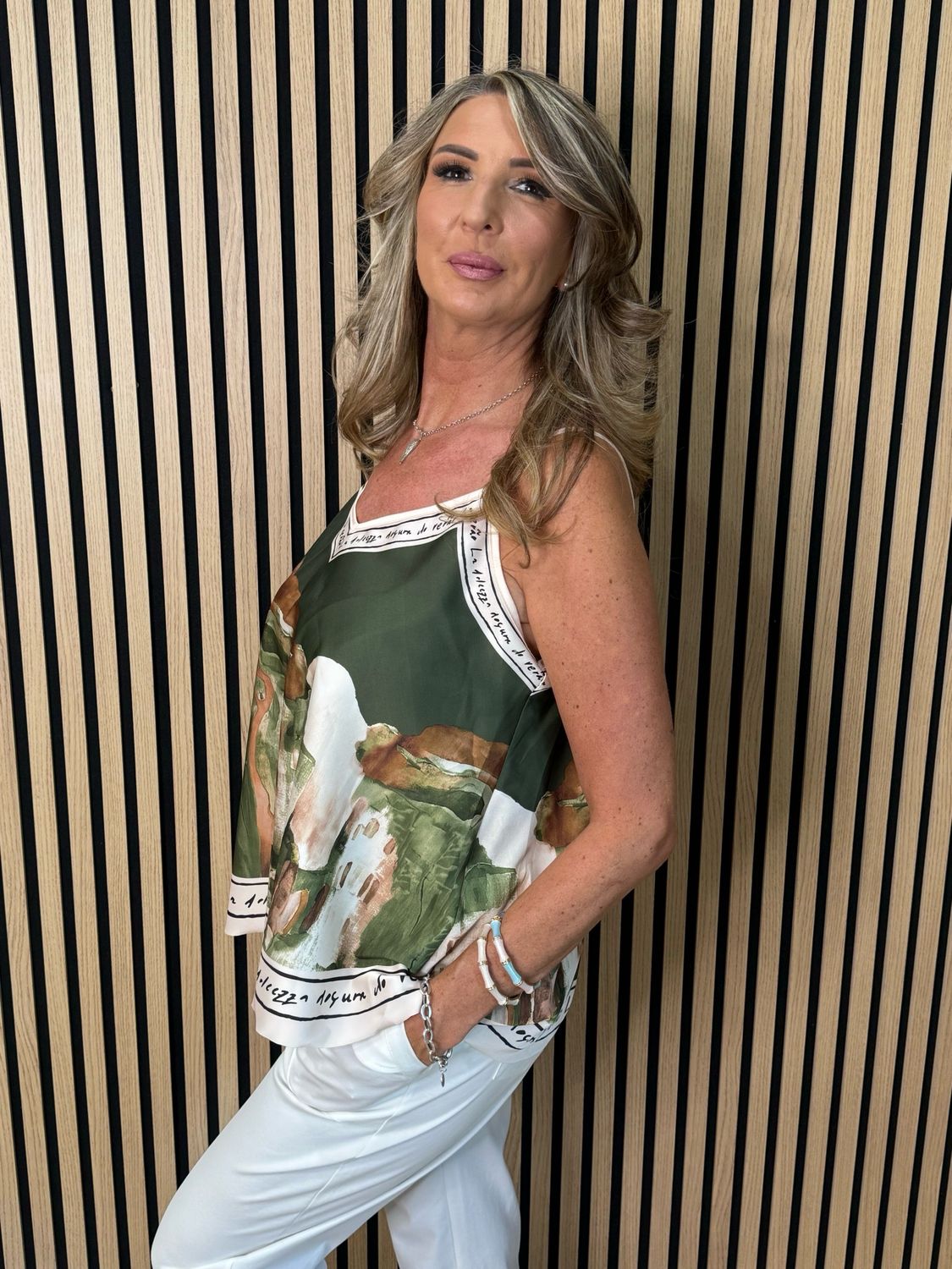 Cote D Azur Cami Top - Khaki