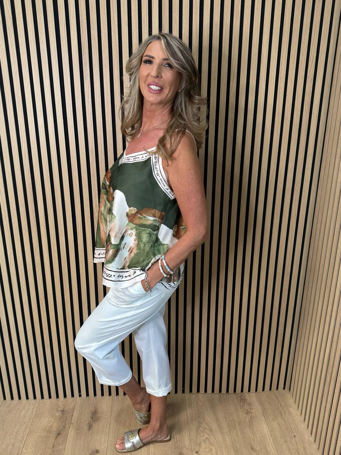 Cote D Azur Cami Top - Khaki