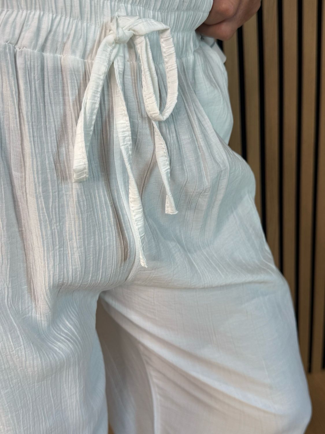 Lightweight Wide Leg Trousers - White
