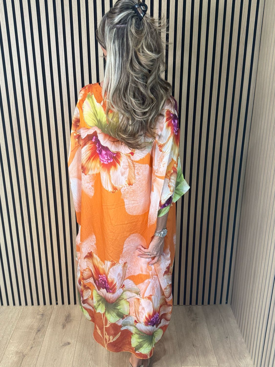 Floral Kaftan Maxi Dress - Orange