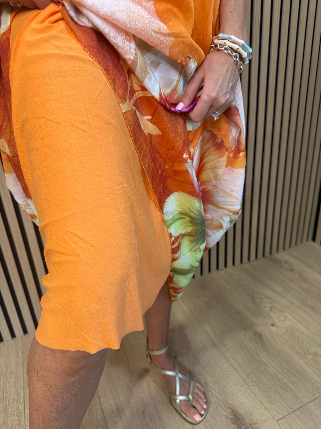 Floral Kaftan Maxi Dress - Orange