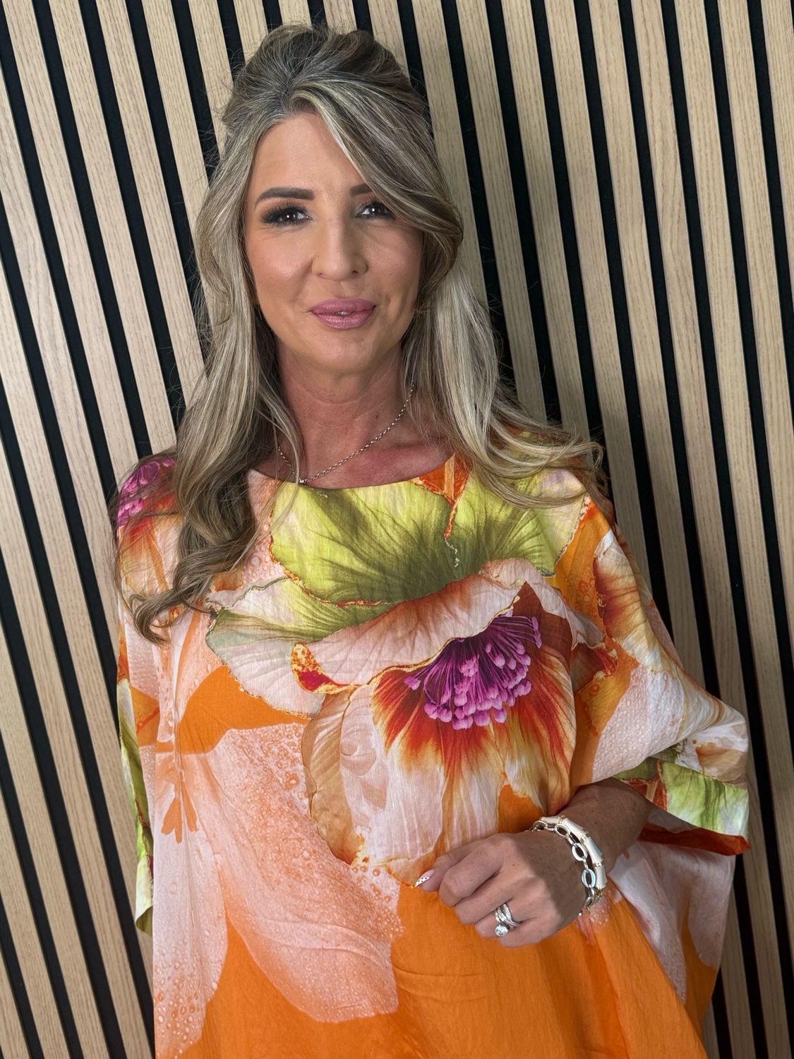 Floral Kaftan Maxi Dress - Orange