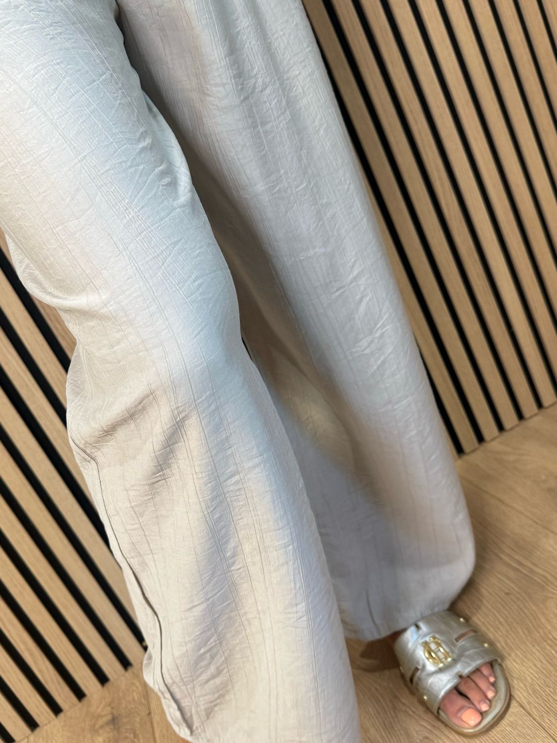Lightweight Wide Leg Trousers - Taupe