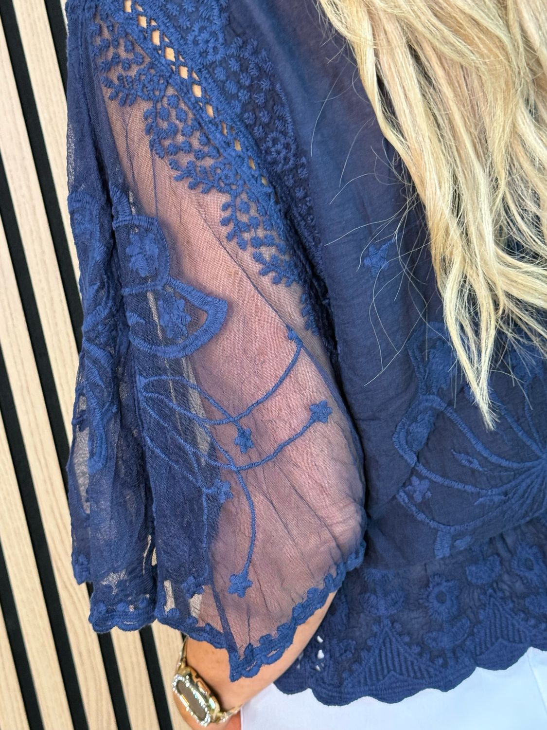 Bella - Lace Overlay Top - Navy
