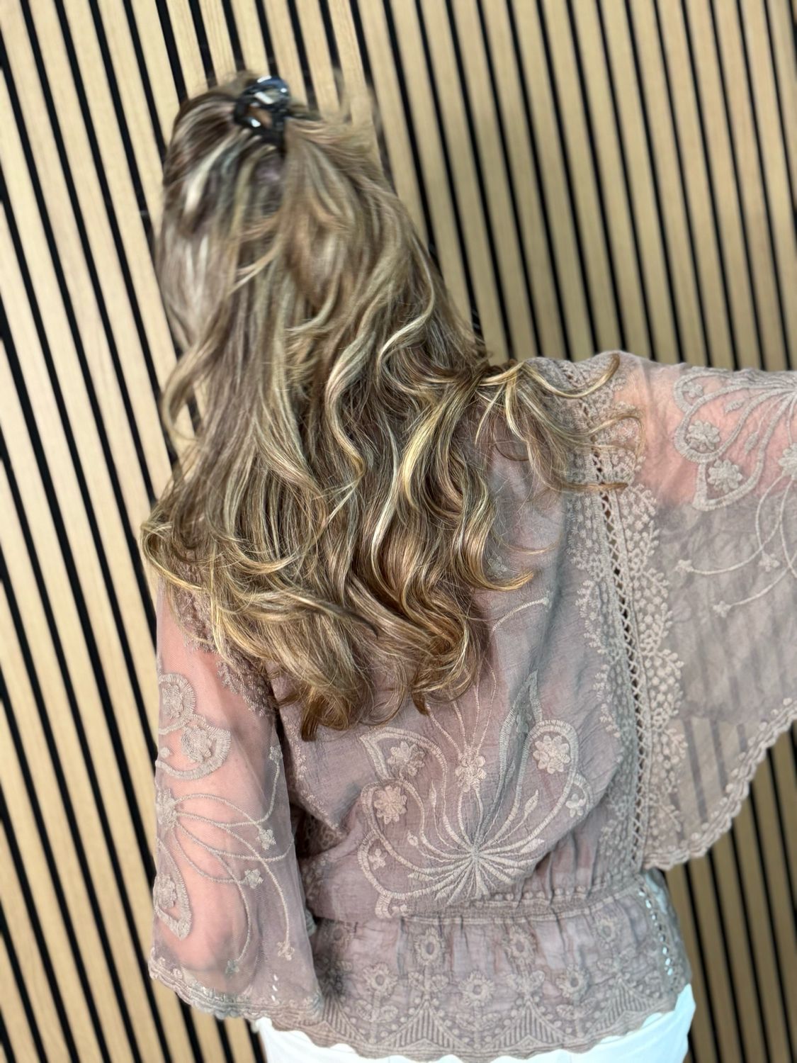 Bella - Lace Overlay Top - Taupe