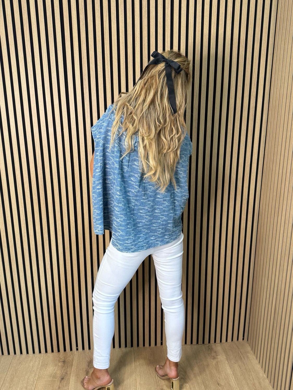 Urban Edge Sleeveless Jacket - Light Denim
