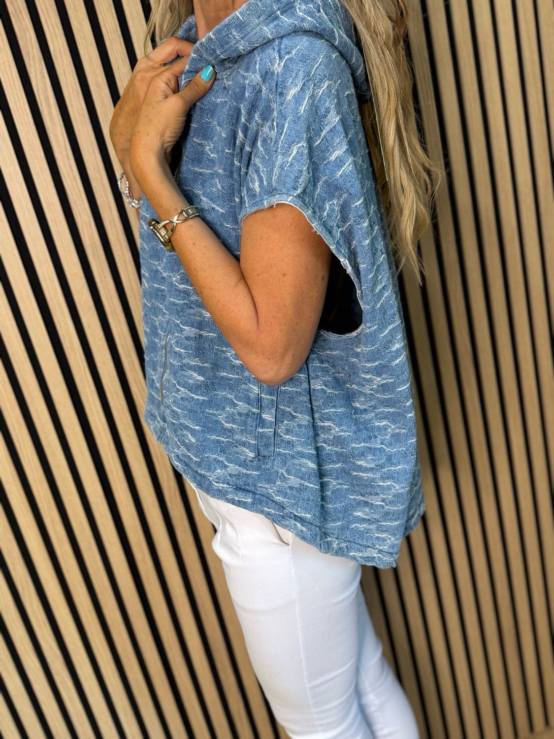 Urban Edge Sleeveless Jacket - Light Denim