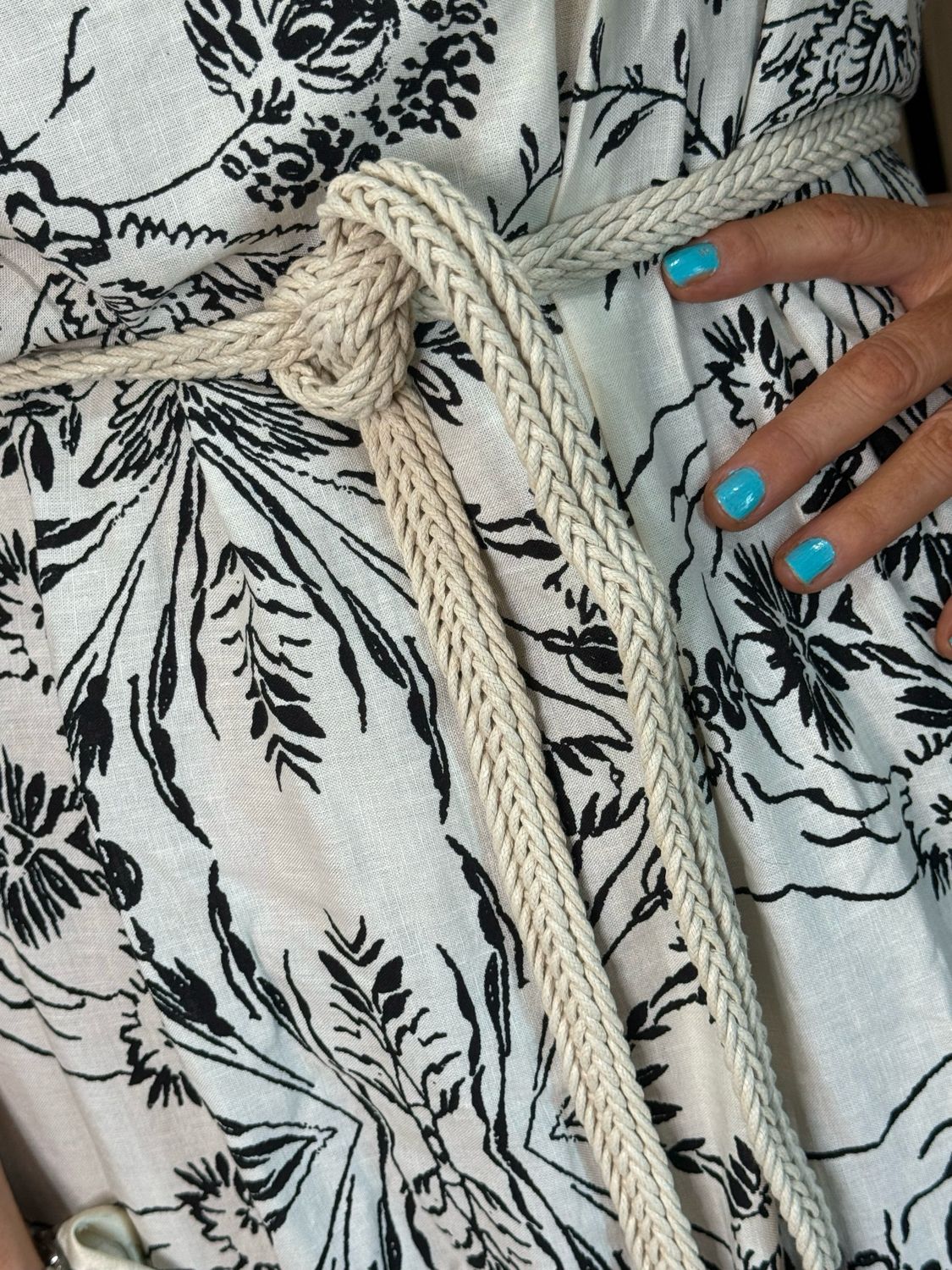 Floral Tassel Sleeve Dress - White