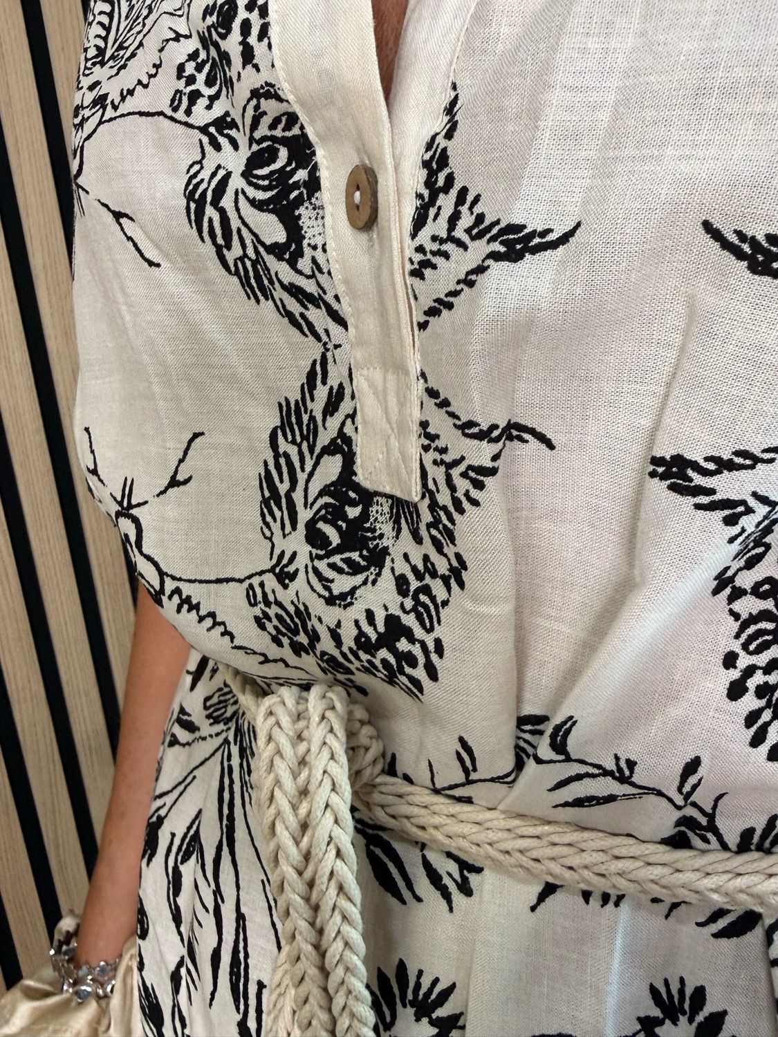Floral Tassel Sleeve Dress - White