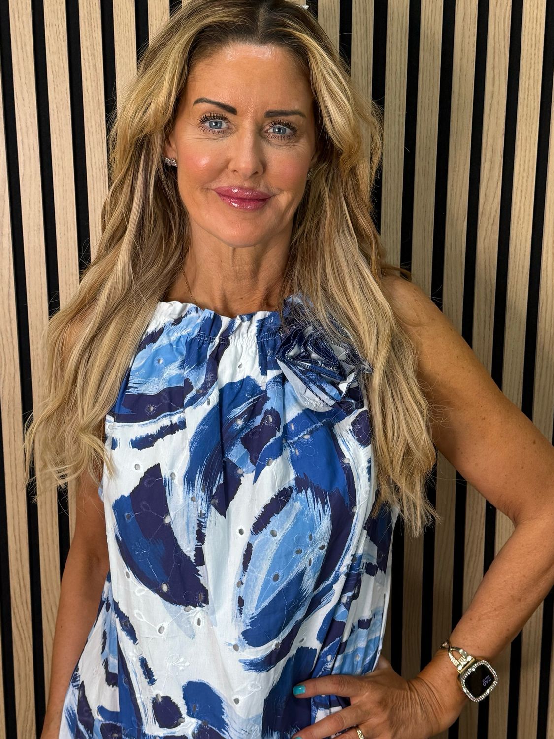 Zara - Floral Detail Dress - Navy