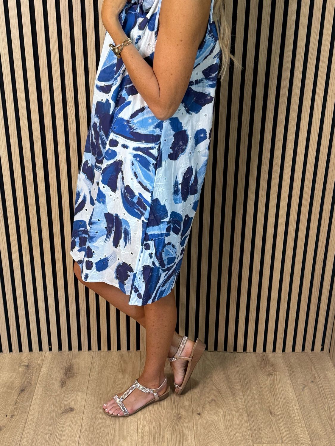 Zara - Floral Detail Dress - Navy