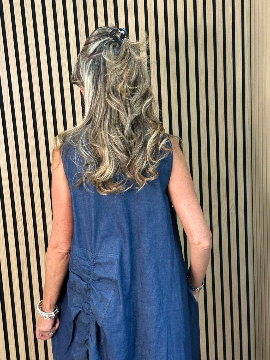 Indie - Relaxed Pocket Midi Dress - Denim Blue