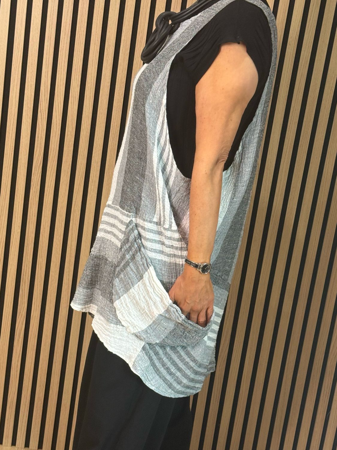 Willow - Linen Stripe Tunic - Grey