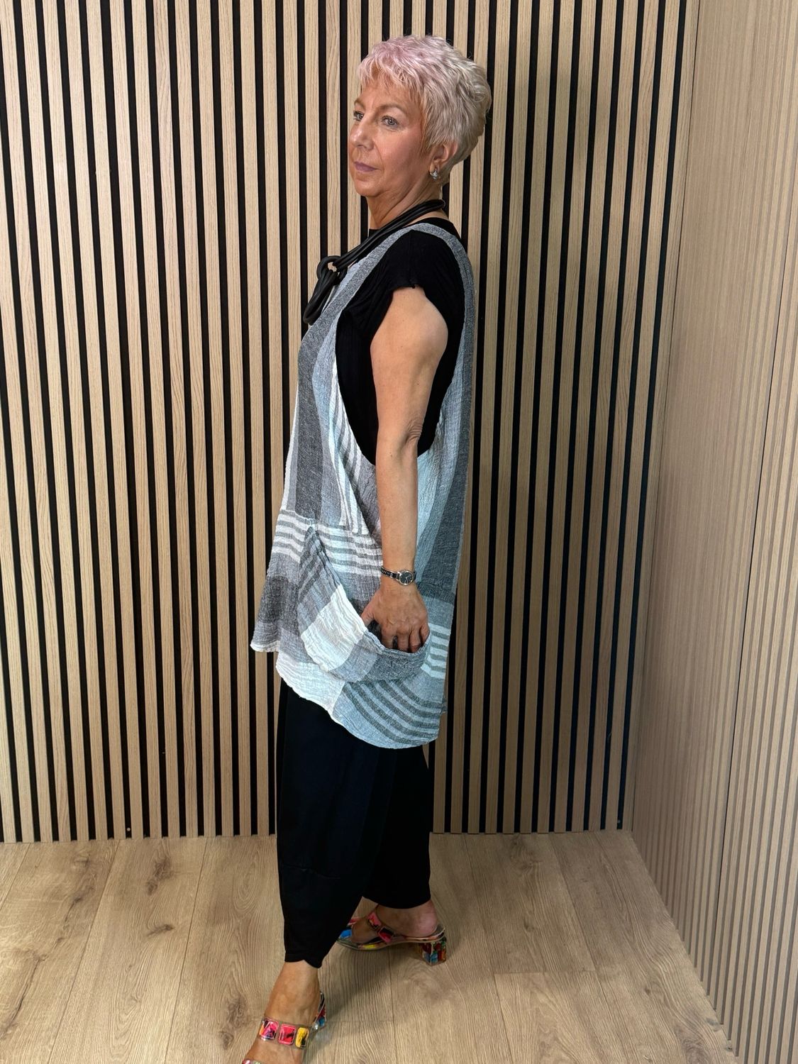 Willow - Linen Stripe Tunic - Grey