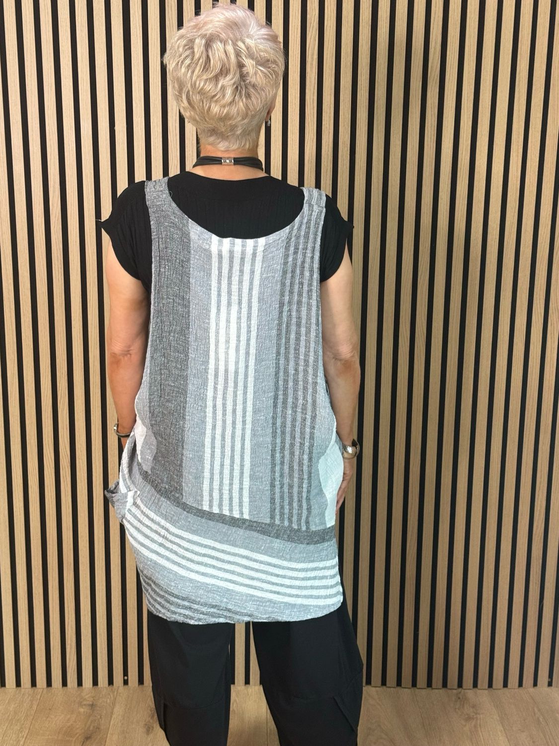 Willow - Linen Stripe Tunic - Grey
