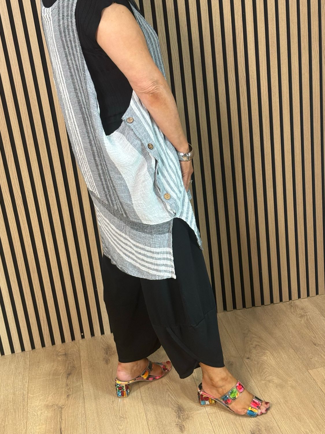 Willow - Linen Stripe Tunic - Grey