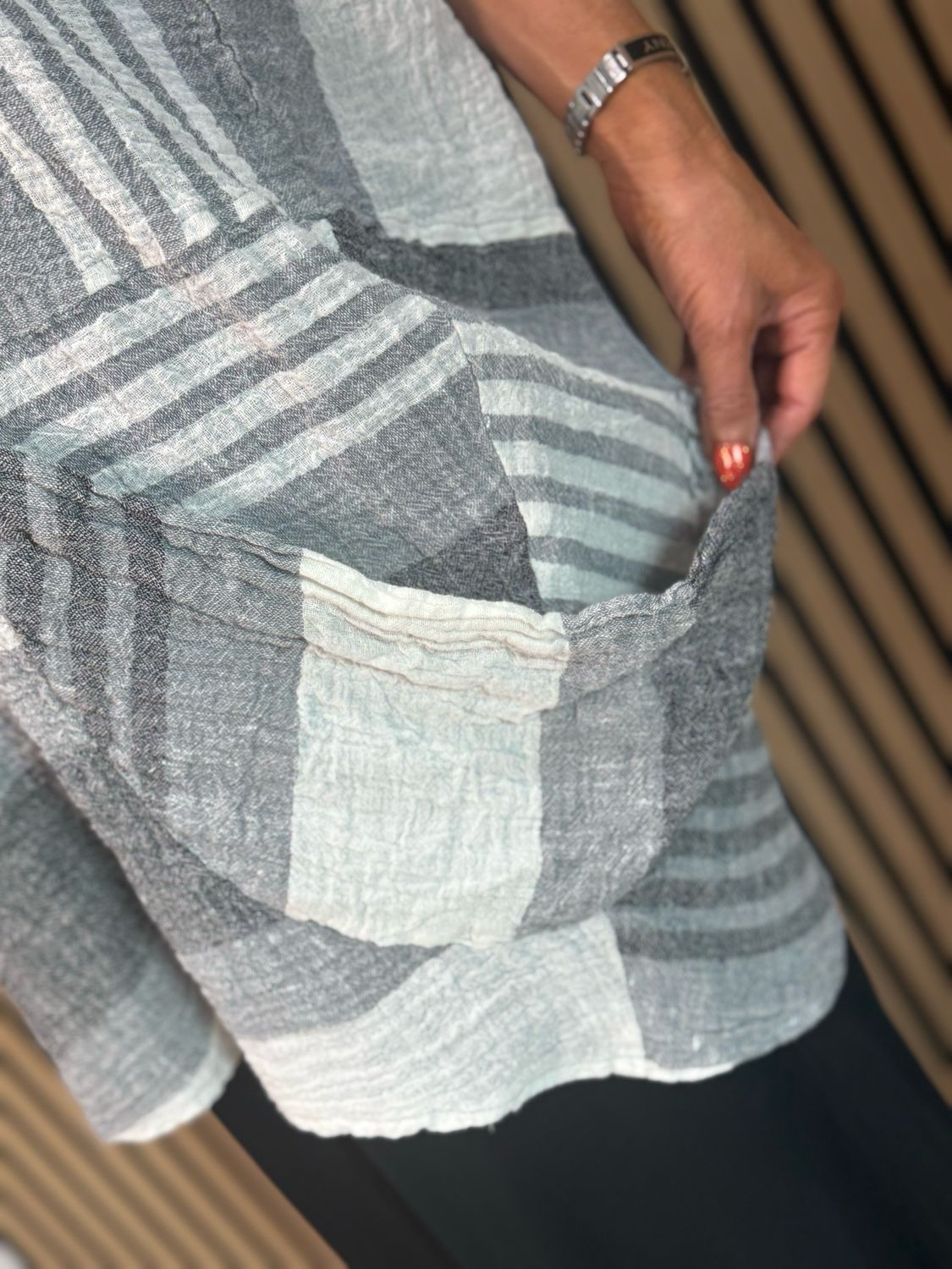 Willow - Linen Stripe Tunic - Grey