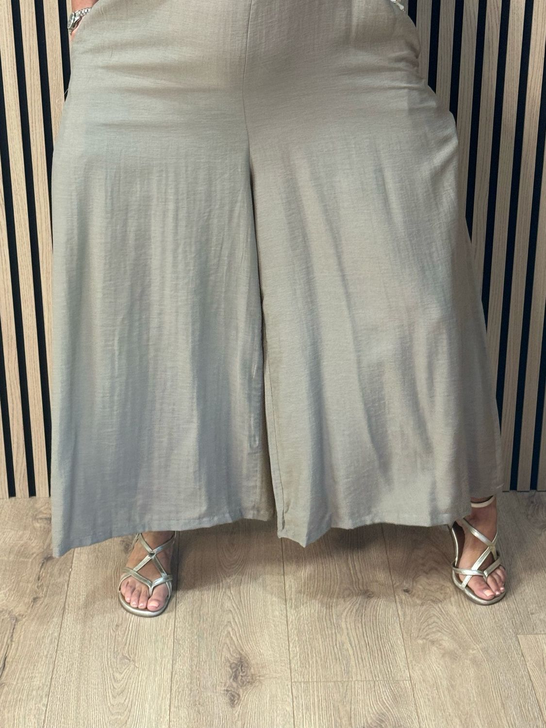 Bella - Frill Sleeve Wide Leg Jumpsuit - Taupe