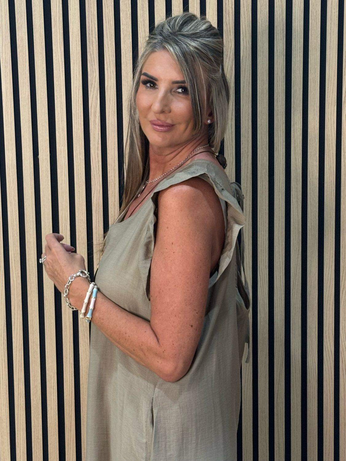 Bella - Frill Sleeve Wide Leg Jumpsuit - Taupe