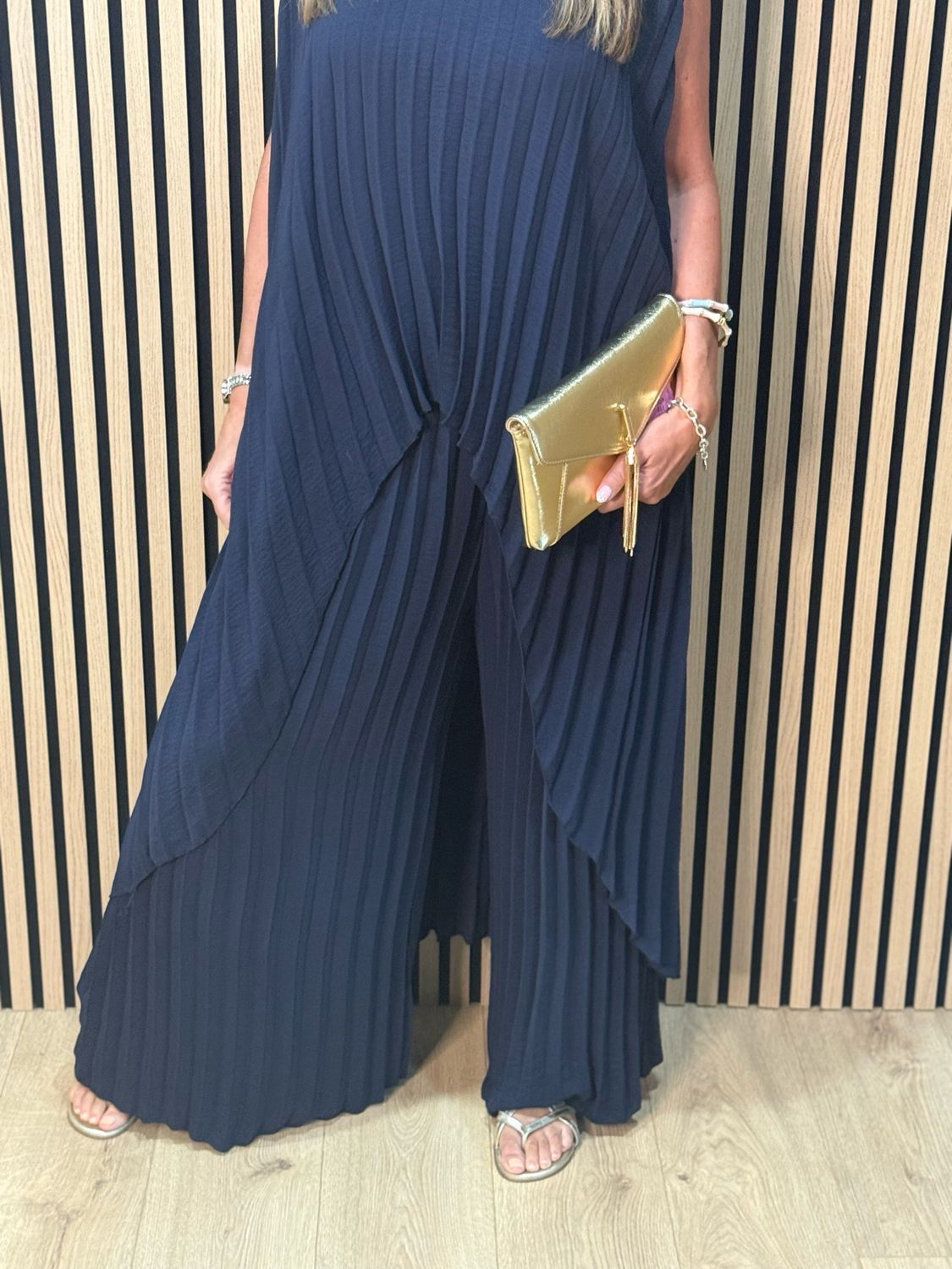Sophia Pleated Trouser Suit - Navy