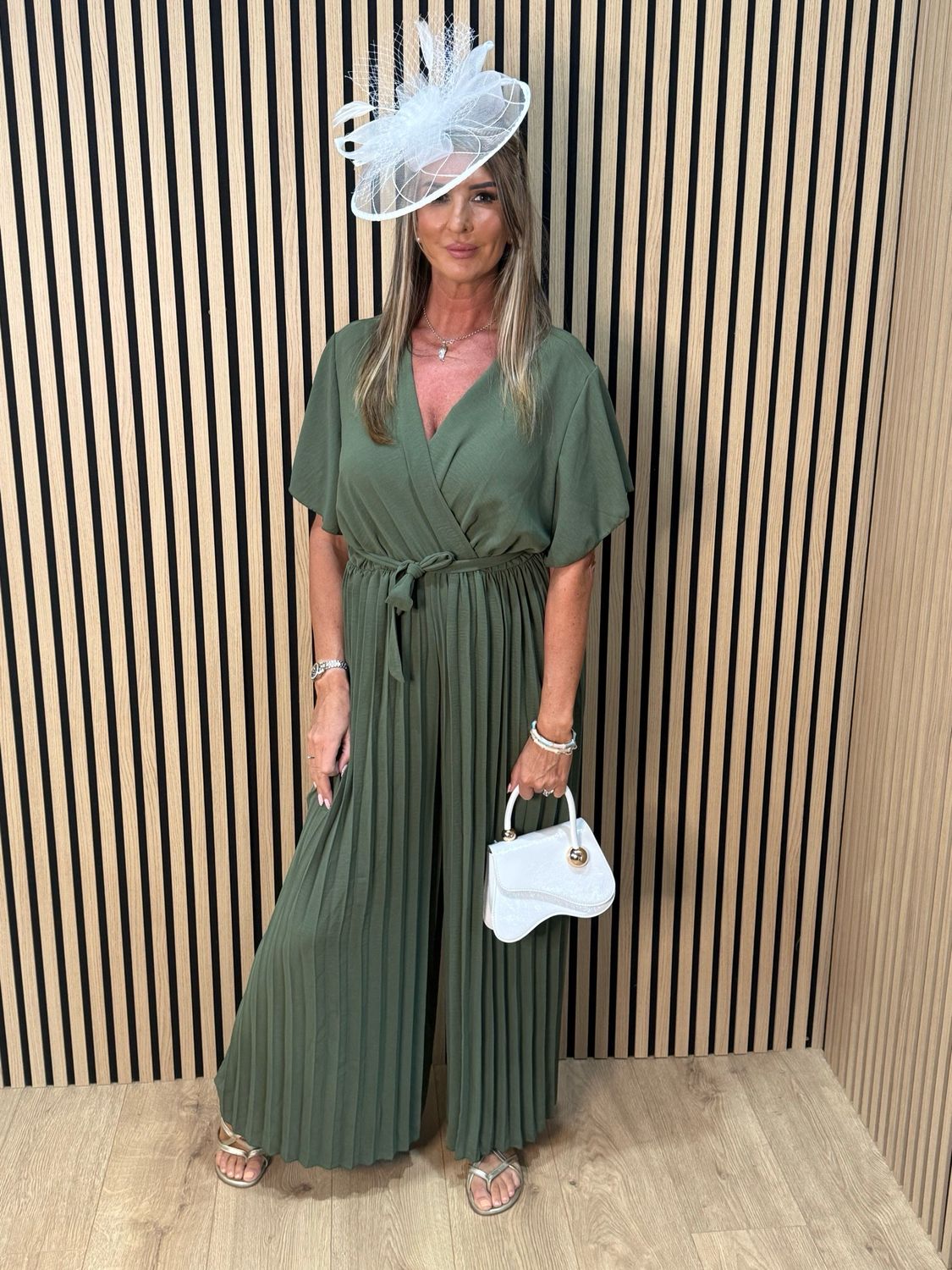 Pleated Wrap Jumpsuit - Khaki