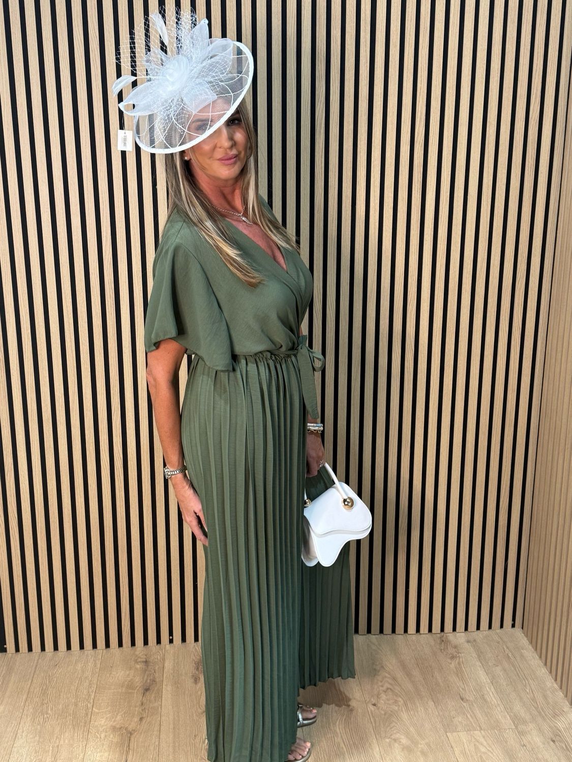Pleated Wrap Jumpsuit - Khaki