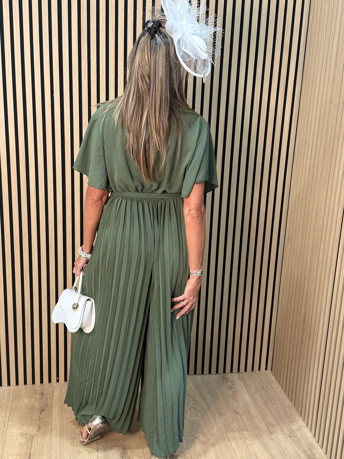 Pleated Wrap Jumpsuit - Khaki