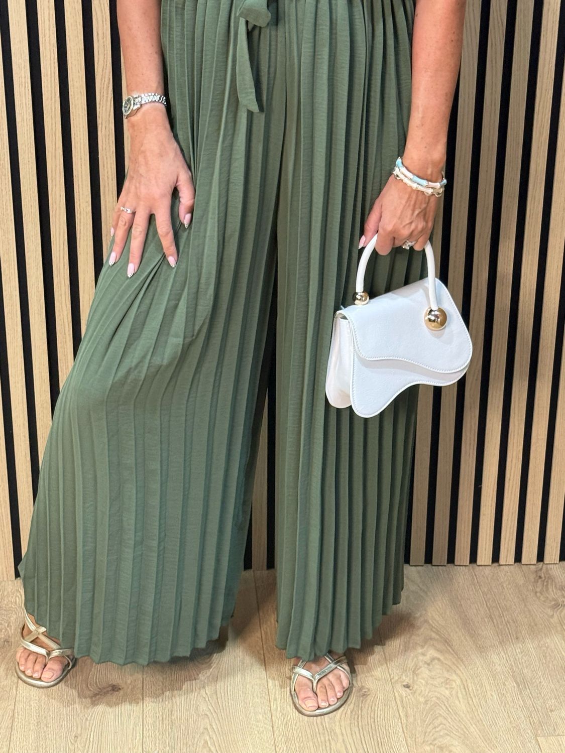 Pleated Wrap Jumpsuit - Khaki