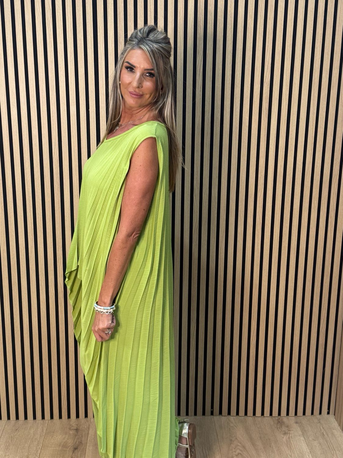 Sophia Pleated Trouser Suit - Lime