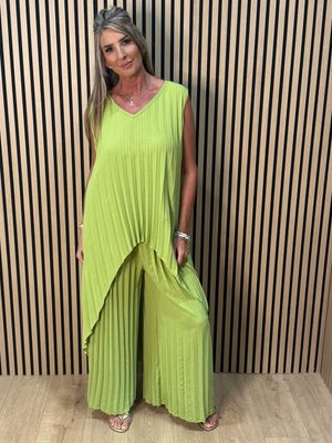 Sophia Pleated Trouser Suit - Lime