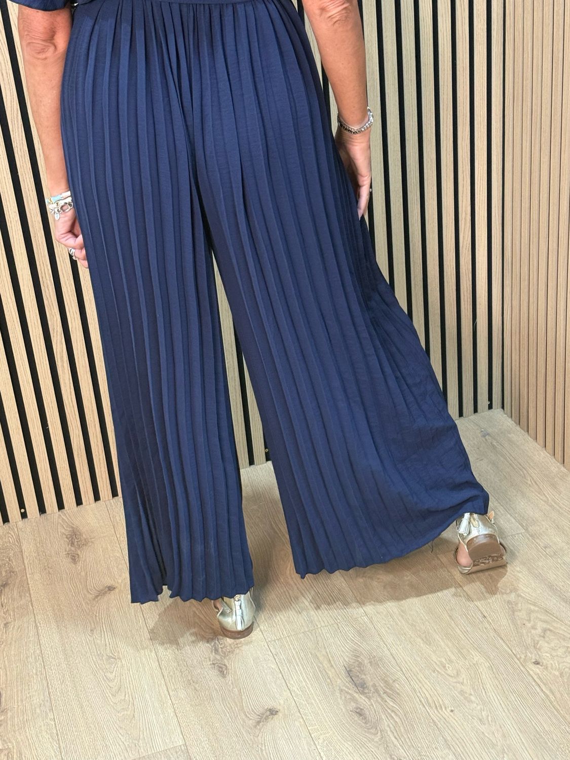 Pleated Wrap Jumpsuit - Navy