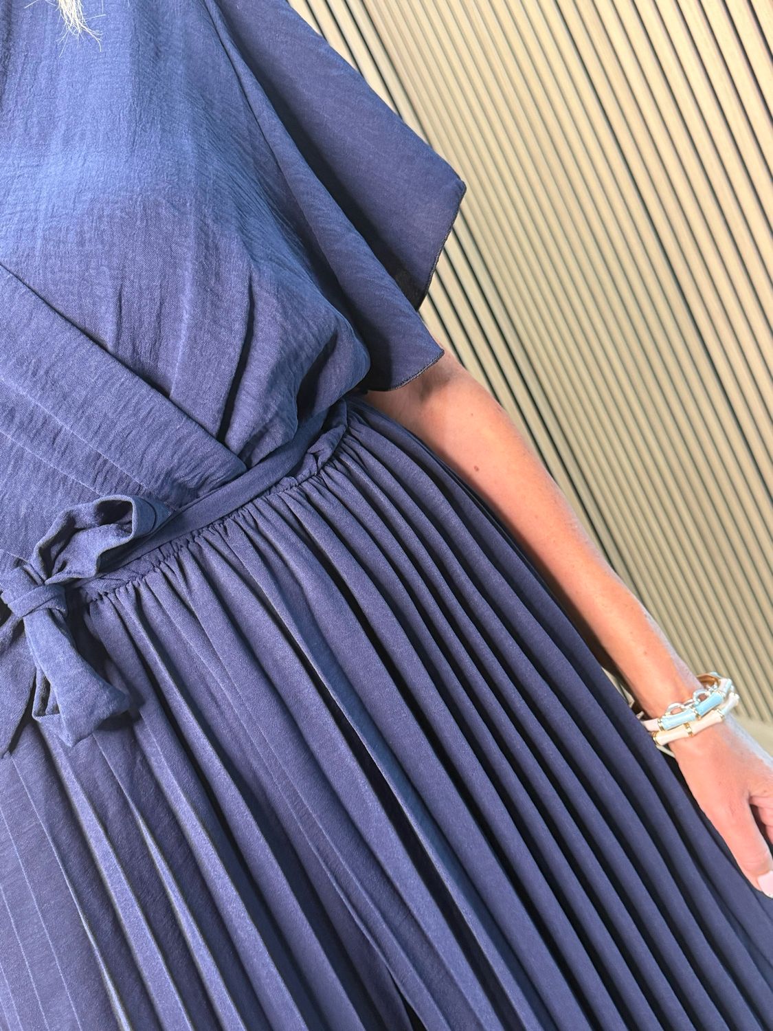 Pleated Wrap Jumpsuit - Navy