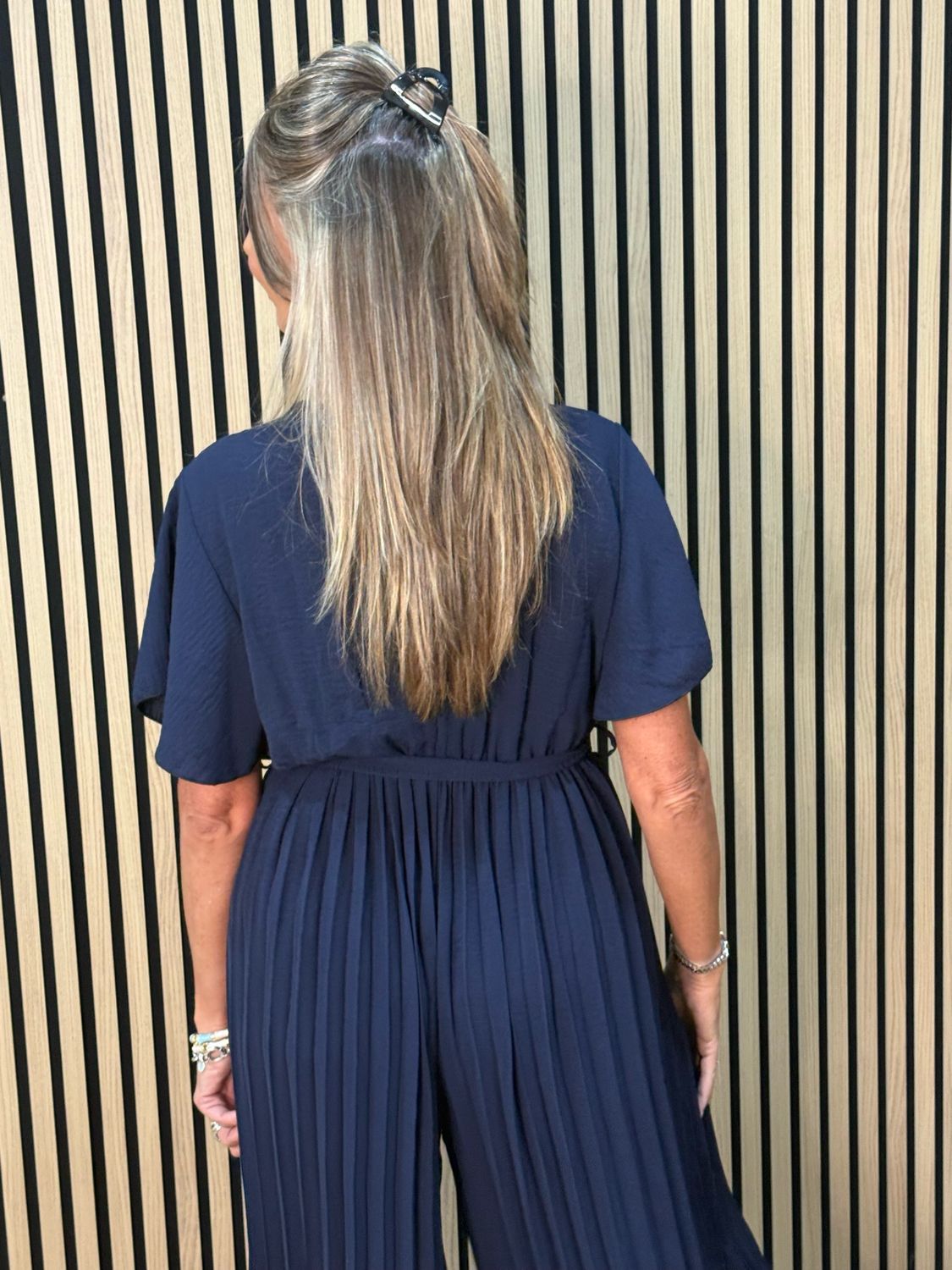 Pleated Wrap Jumpsuit - Navy
