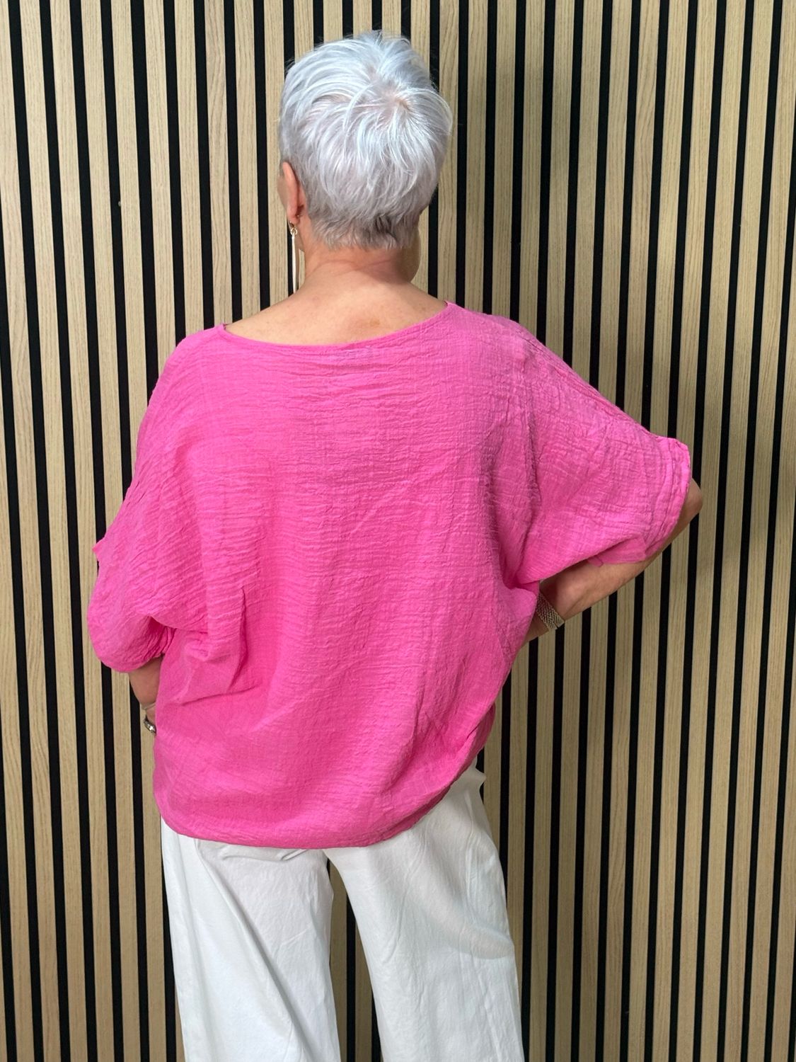 Dandelion Print Cotton Top - Fuchsia
