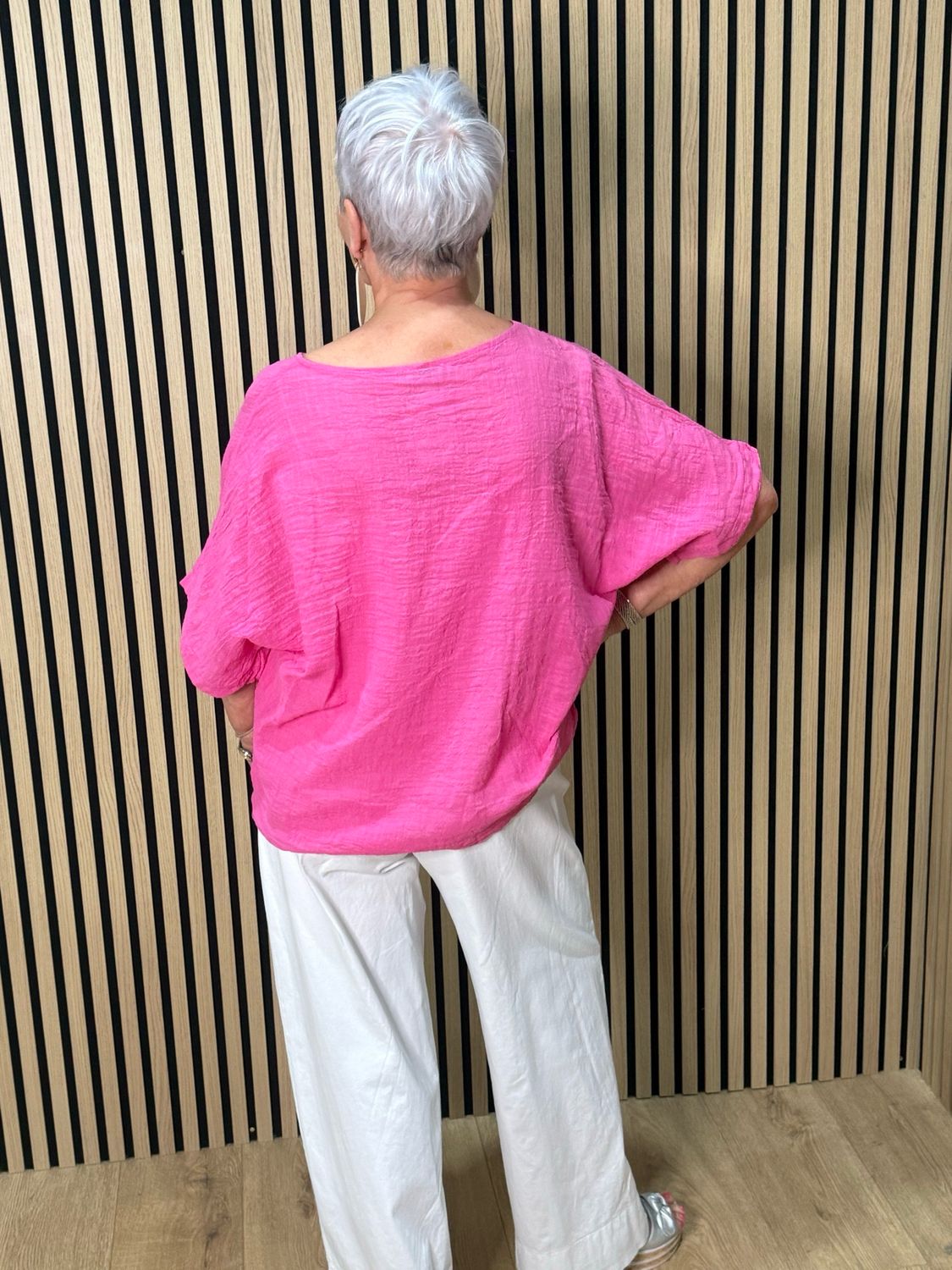 Dandelion Print Cotton Top - Fuchsia