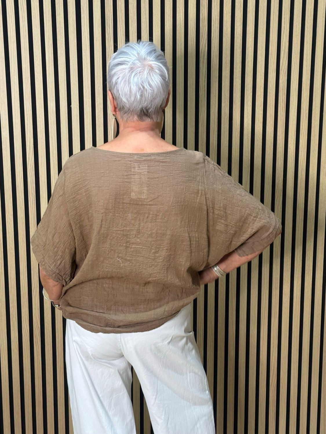 Dandelion Print Cotton Top - Mocha