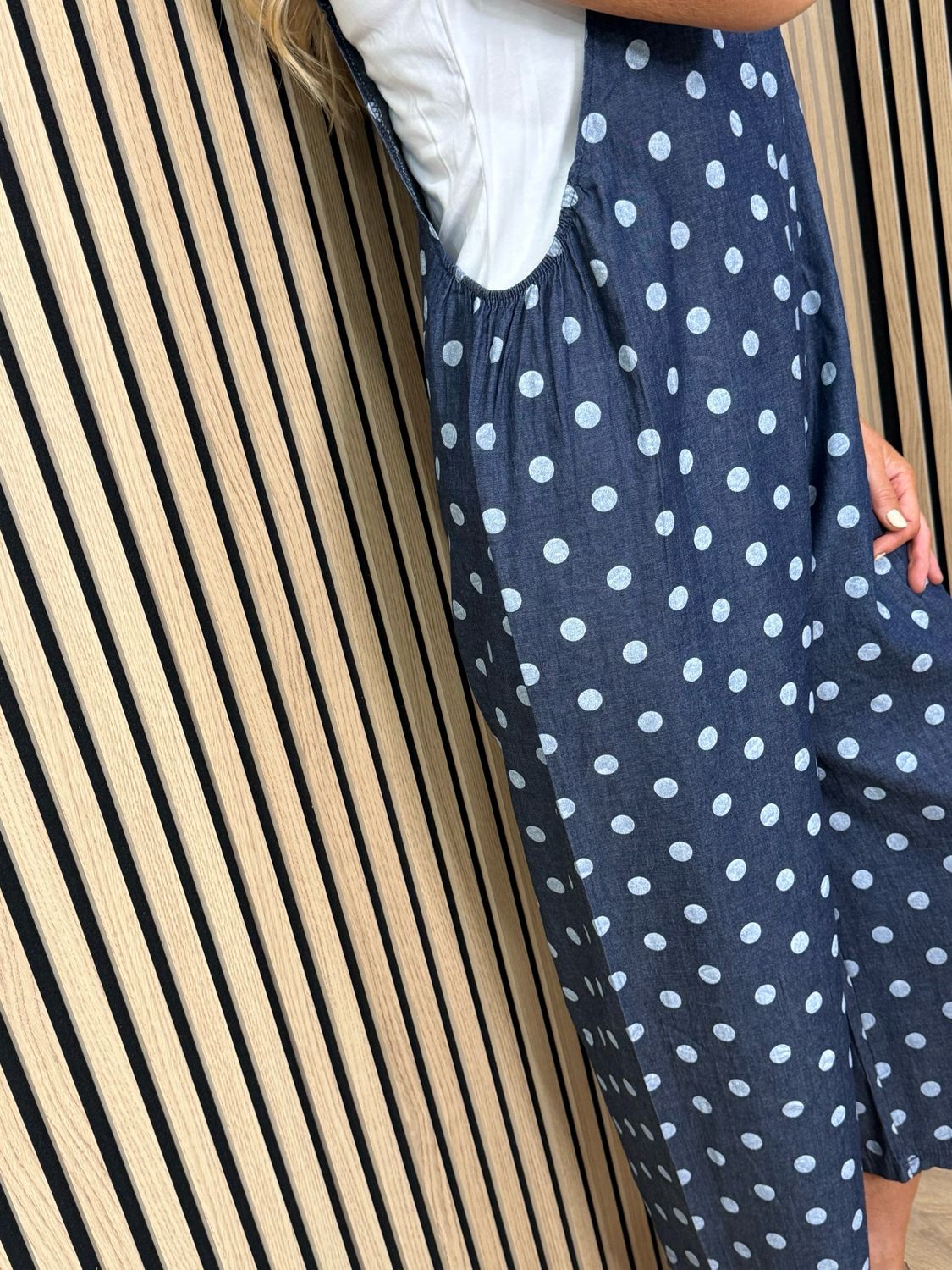 Polka Dot Dungaree Set - Denim