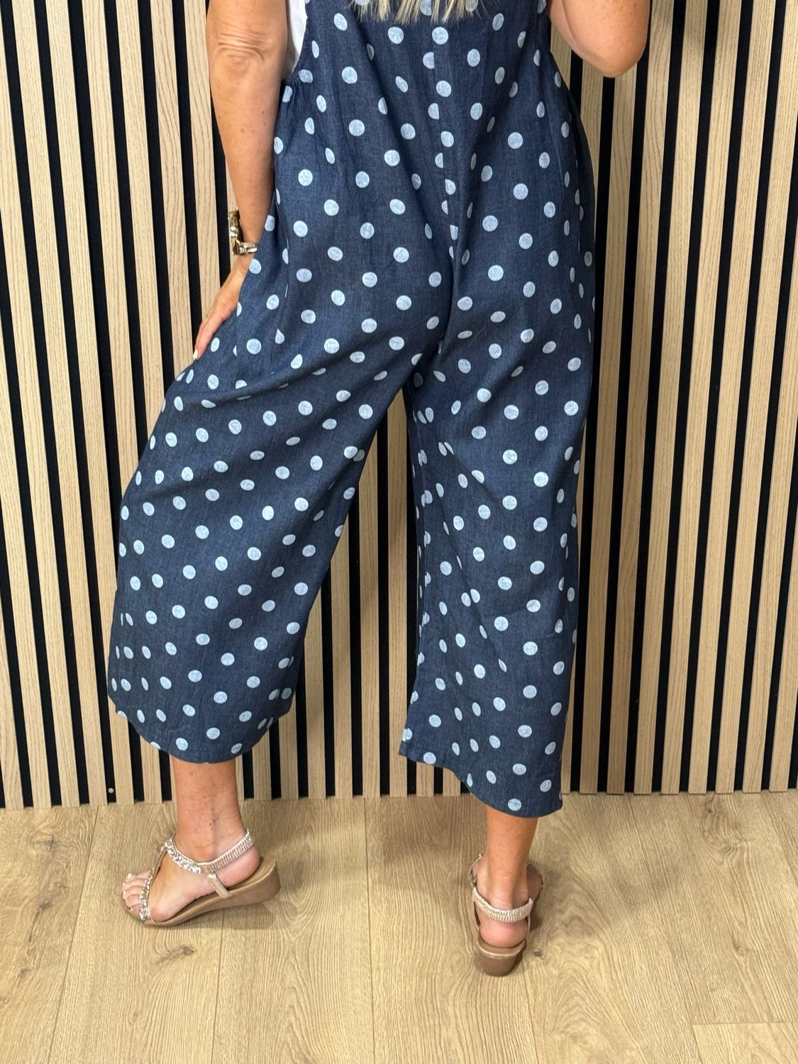 Polka Dot Dungaree Set - Denim