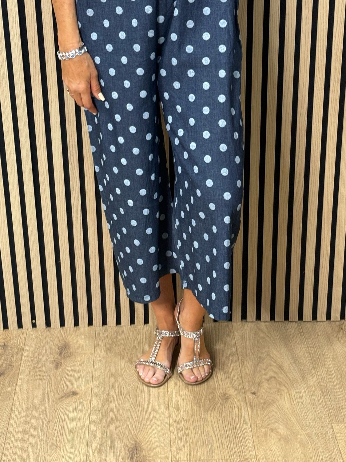 Polka Dot Dungaree Set - Denim