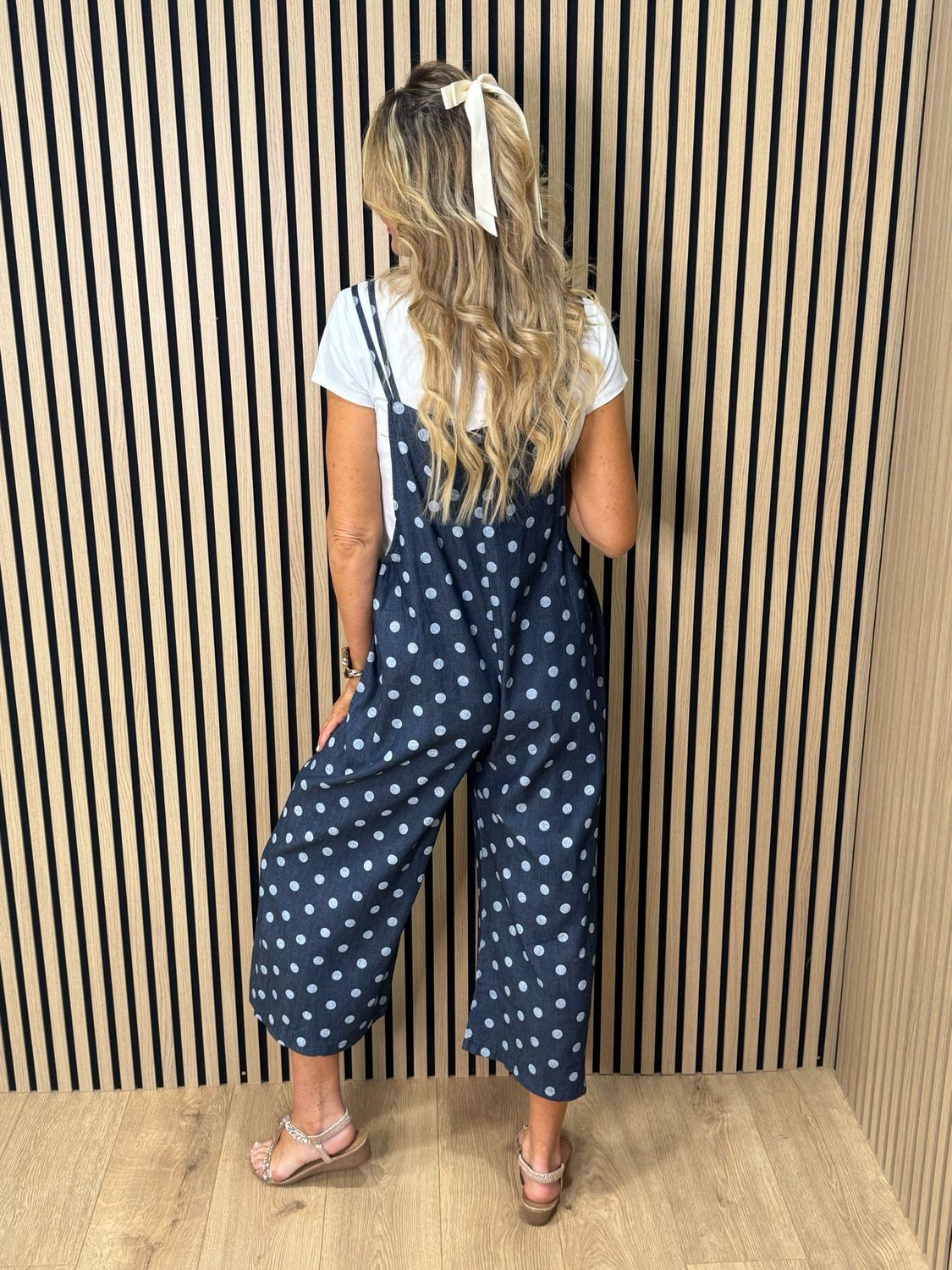 Polka Dot Dungaree Set - Denim