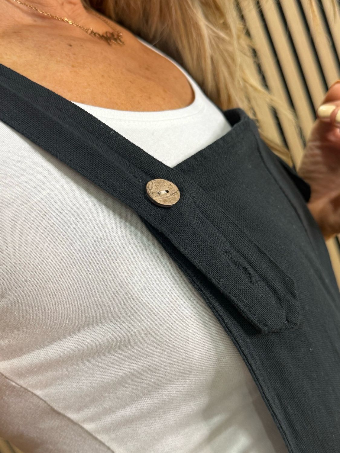 Relaxed Linen Blend Dungarees - Black
