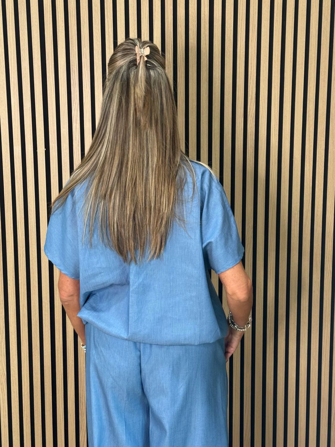 Relaxed Cotton Trouser Suit - Denim Blue