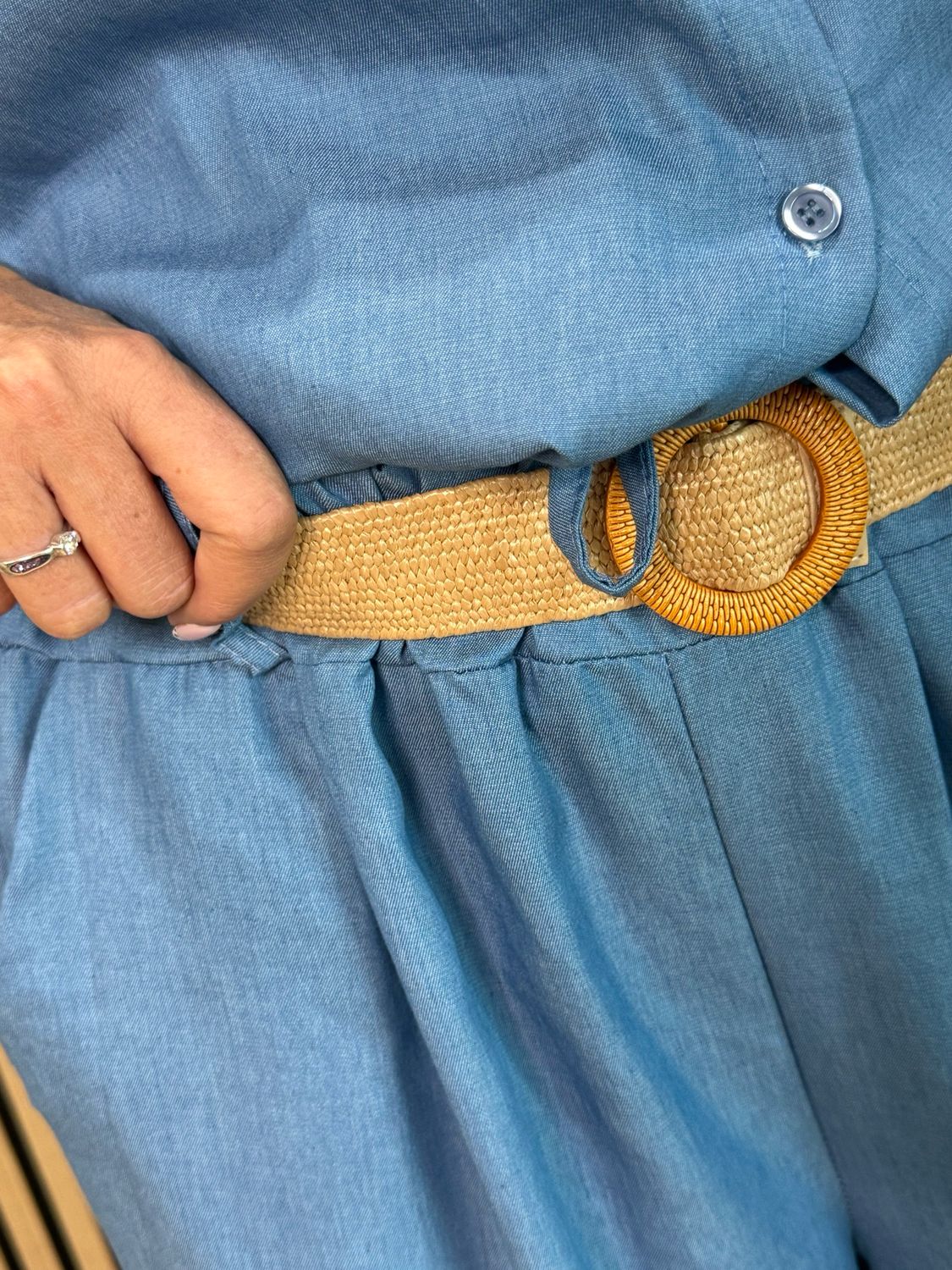 Relaxed Cotton Trouser Suit - Denim Blue