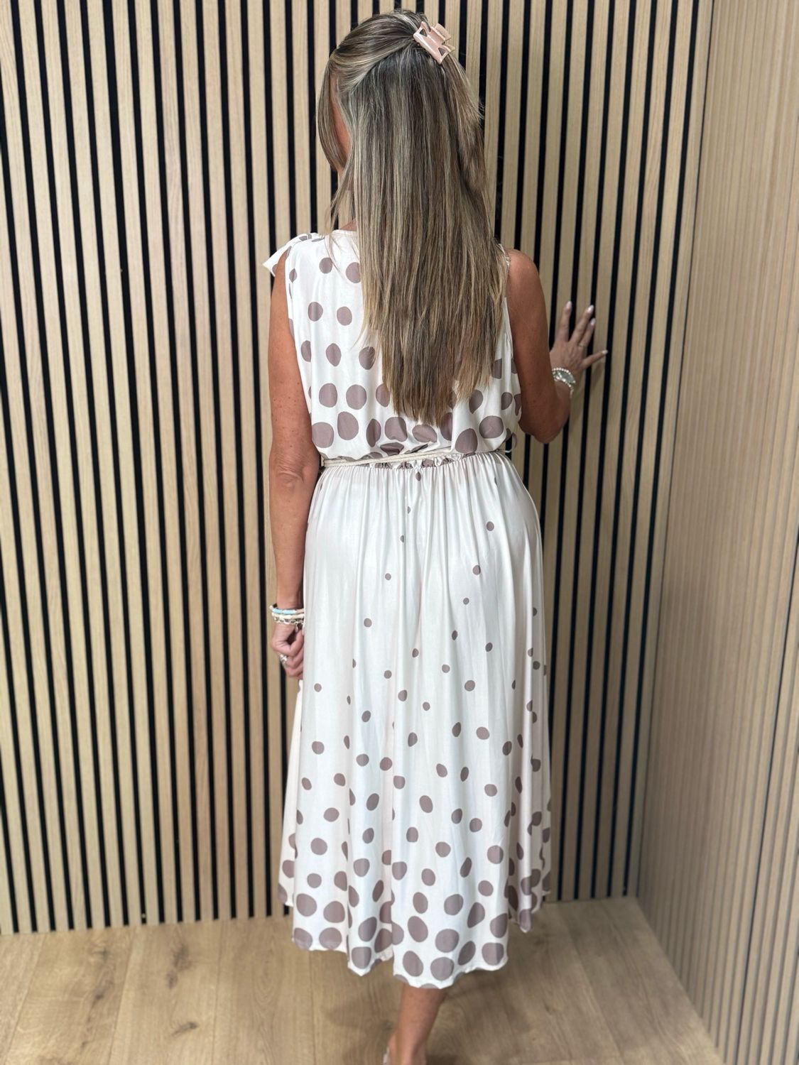 Polka Dot Midi Dress - Cream