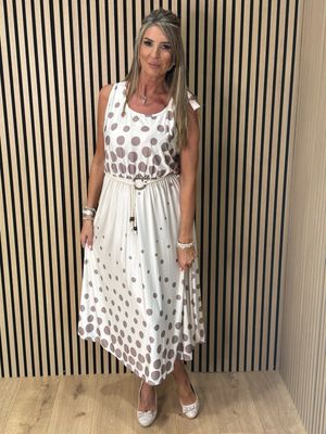 Polka Dot Midi Dress - Cream