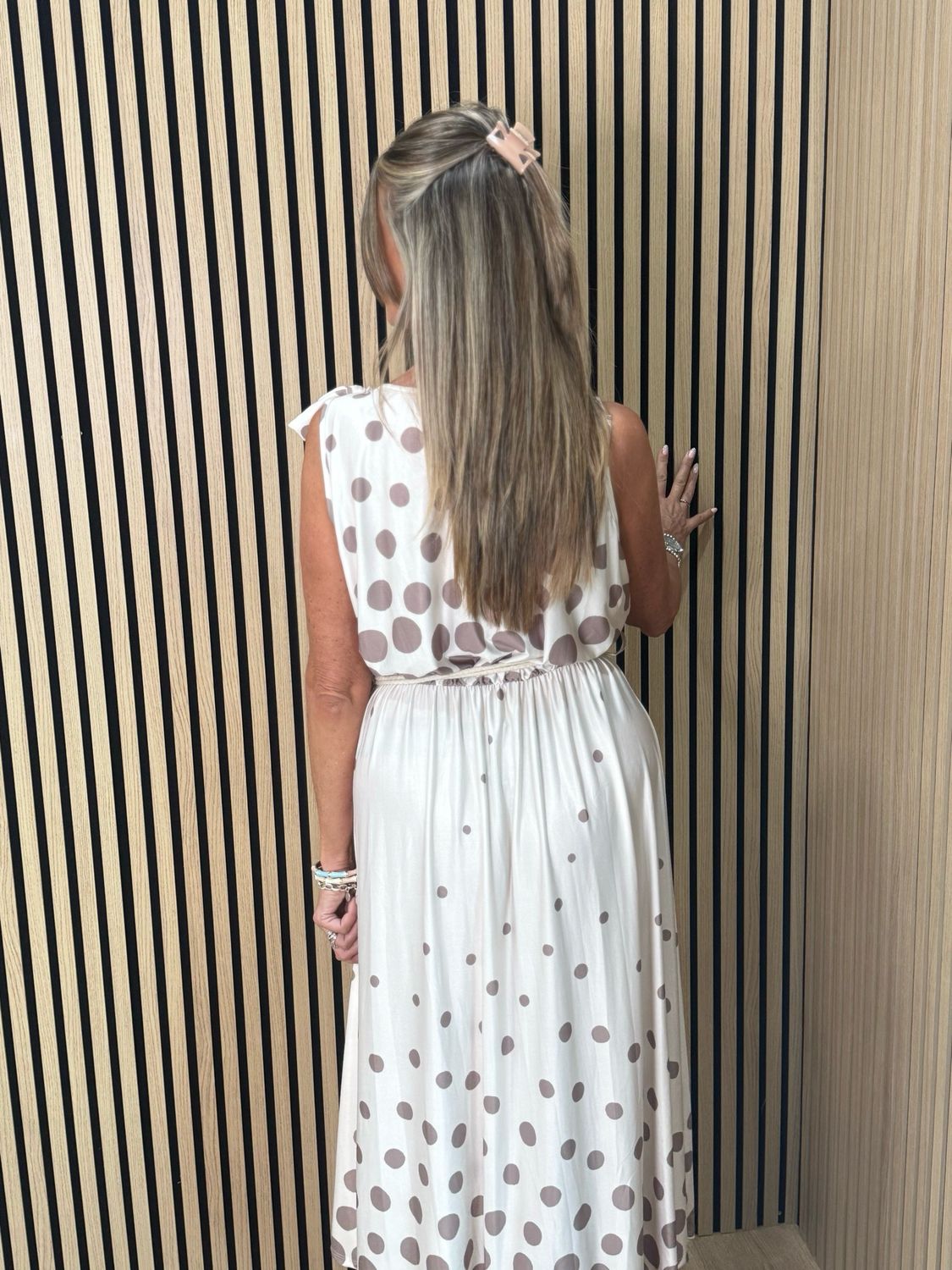 Polka Dot Midi Dress - Cream